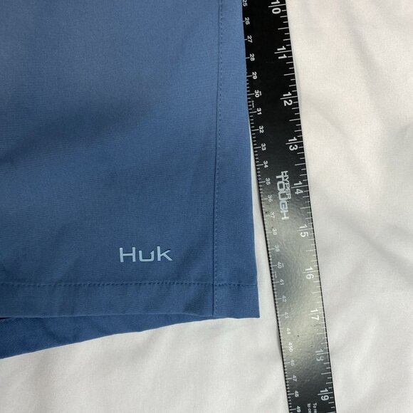Men’s Huk Pursuit Volley Swim Shorts- Sz M Blue Drawstring Mesh Liner - Picture 4 of 8